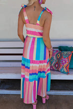 Load image into Gallery viewer, Maxi Dress | Multi-Color Striped Bow Knot Straps Dress
