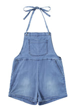 Load image into Gallery viewer, Light Blue Grommet Tie Straps Casual Denim Romper | Bottoms/Jumpsuits &amp; Rompers
