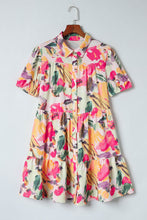 Load image into Gallery viewer, Shirt Dress | Multi-Color Floral Print Short Sleeve
