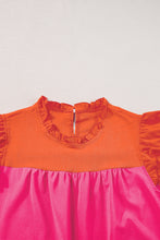 Load image into Gallery viewer, Flutter Sleeve Blouse | Orange Two Tone Ruffled Top
