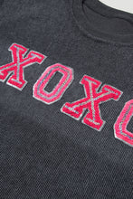 Load image into Gallery viewer, Gray Valentine Sequin XOXO Corded Crew Neck Sweatshirt | Graphic/Graphic Sweatshirts
