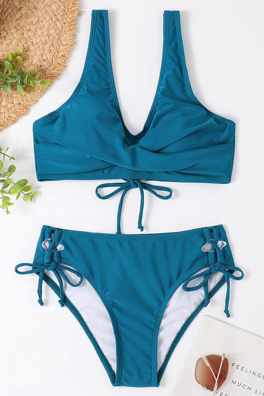 Two-Piece Bikini Set | Lace-Up Wide Strap Swim Set