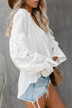 Load image into Gallery viewer, White Rekindle Eyelet Button Up Top
