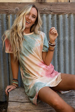 Load image into Gallery viewer, Multicolor Tie Dye Oversized Slit Tee Dress | Dresses/T Shirt Dresses
