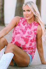 Load image into Gallery viewer, Pink Leopard Frilled Collar Printed Tank Top | Tops/Tank Tops
