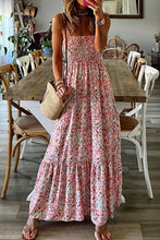 Load image into Gallery viewer, White Boho Floral Smocked Ruffled Maxi Dress | Dresses/Maxi Dresses
