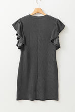 Load image into Gallery viewer, Mini Dress | Black Textured Ruffled Flutter Sleeve Dress
