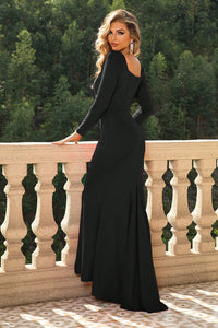 Formal Gown | Square Neck Long Sleeve Dress