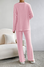 Load image into Gallery viewer, Two Piece Activewear Set | Pink Knit V Neck Slouchy Pants Set
