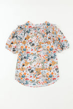 Load image into Gallery viewer, Multicolor Split V Neck Puff Sleeve Flower Print Blouse | Tops/Blouses &amp; Shirts
