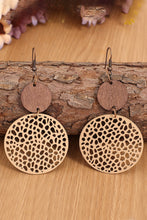 Load image into Gallery viewer, Drop Earrings | Khaki Hollow Out Wooden Round
