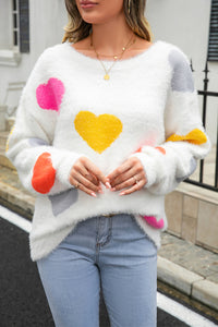 Heart Pattern Long Sleeve Sweater