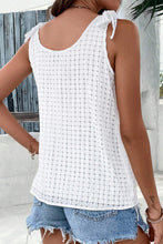 Load image into Gallery viewer, V Neck Tank Top | White Lattice Bow-Knot Shoulder Blouse
