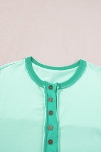 Patchwork T Shirt | Bright Green Contrast Color