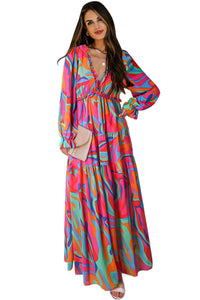 Multicolor Wild Lotus Ruffle Tiered Maxi Dress | Dresses/Maxi Dresses