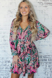 Boho Paisley Print Ruffle Hem Dress | Dresses/Mini Dresses