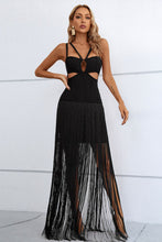 Load image into Gallery viewer, Cocktail Dress | Cutout Strappy Neck Fringe Dress
