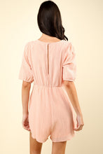 Load image into Gallery viewer, Lace Puff Sleeve Romper with Pockets
