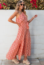 Load image into Gallery viewer, Maxi Dress | Fiery Red Bohemian One Shoulder Side Slit Dress
