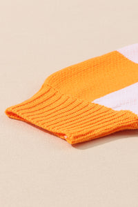 Orange Checkered Bishop Sleeve Sweater | Tops/Sweaters & Cardigans