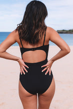 Load image into Gallery viewer, Black Twist Front Cut Out One-piece Swimsuit | Swimwear/One Piece Swimsuit
