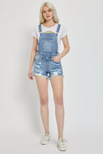 Load image into Gallery viewer, RISEN Distressed Raw Hem Denim Overalls
