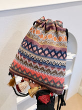 Load image into Gallery viewer, Canvas Backpack Bag | Tassel Geometric Canvas Backpack
