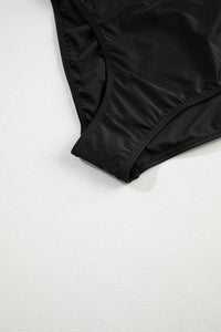 Black Striped Mesh Knotted Hem Tankini Swimsuit | Swimwear/Tankinis