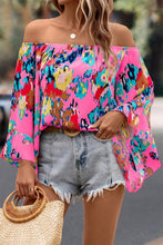 Load image into Gallery viewer, Rose Abstract Floral Print Off-shoulder Bell Sleeve Blouse | Tops/Blouses &amp; Shirts
