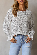 Load image into Gallery viewer, Black Floral Ruffled Bubble Sleeve Blouse
