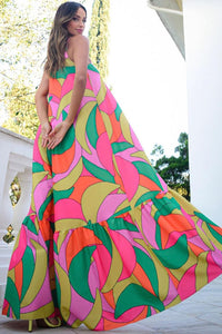 Multicolor Boho Geometric Print Sleeveless Maxi Dress | Dresses/Maxi Dresses