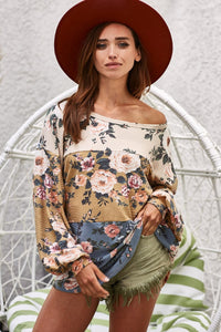 Floral Color Block Top | Jacquard Blouse