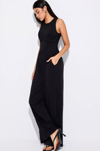 Load image into Gallery viewer, Black Cinched Waist Sleeveless Wide Leg Jumpsuit | Bottoms/Jumpsuits &amp; Rompers
