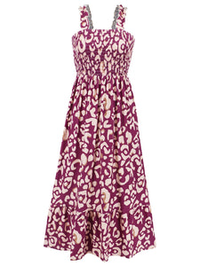 Womens Dress | Smocked Printed Square Neck Sleeveless Dress | Dress