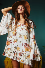 Load image into Gallery viewer, White Printed Floral Print Layered Sleeve Mini Dress | Dresses/Floral Dresses
