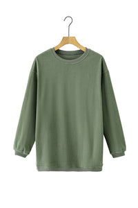 Womens Sweatshirt | Green Ribbed Oversized