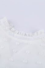 Load image into Gallery viewer, White Swiss Dot Split Neck Ruffle Babydoll Blouse | Tops/Blouses &amp; Shirts
