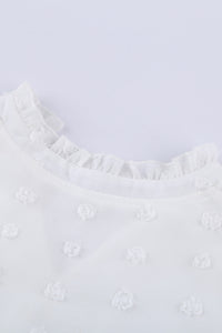 White Swiss Dot Split Neck Ruffle Babydoll Blouse | Tops/Blouses & Shirts