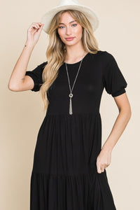 Simple Black Tiered Maxi Dress