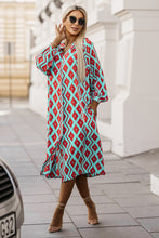 Load image into Gallery viewer, Shirt Dress | Sky Blue Western Geometric Print Split Buttoned
