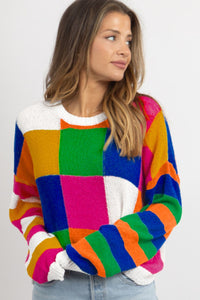 Color Block Round Neck Sweater