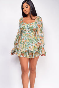 Romper | Floral Sweetheart Neck Romper