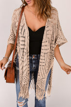 Load image into Gallery viewer, Openwork Open Front Cardigan with Fringes
