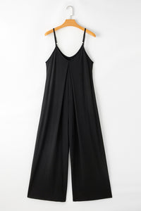 Black Adjustable Knotted Spaghetti Straps Wide Leg Jumpsuit | Bottoms/Jumpsuits & Rompers