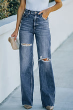 Load image into Gallery viewer, Sky Blue High Rise Ripped Straight Legs Loose Jeans | Bottoms/Jeans
