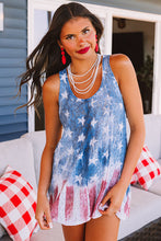 Load image into Gallery viewer, Blue Vintage Washed Flag Print Shift Tank Top
