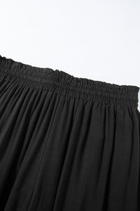 Black Drawstring Smocked High Waist Wide Leg Pants | Bottoms/Pants & Culotte