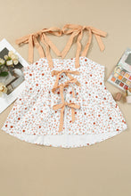 Load image into Gallery viewer, White Tied Shoulder Floral Print Babydoll Tank | Tops/Tank Tops
