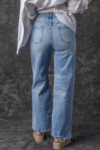 Load image into Gallery viewer, Light Blue High Rise Distressed Straight Leg Jeans | Bottoms/Jeans
