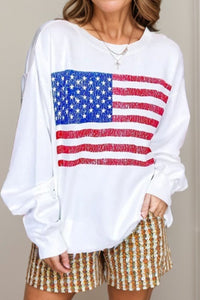 US Flag Sweatshirt | Long Sleeves